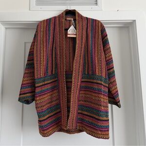 Missoni-Style Boho Woven Jacket | Multicolor Ethnic Pattern | Handmade in Thai